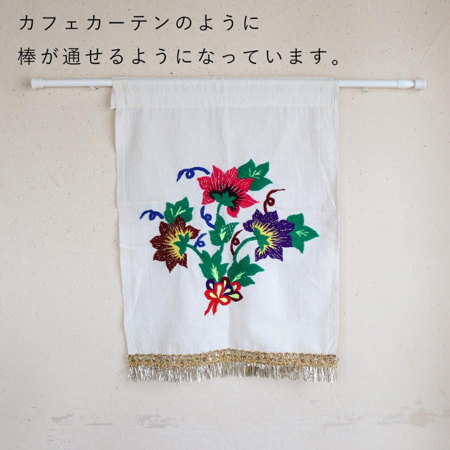 1点もの】スザニ刺繍 ミニ タペストリー クロス 花【約38.5×54cm