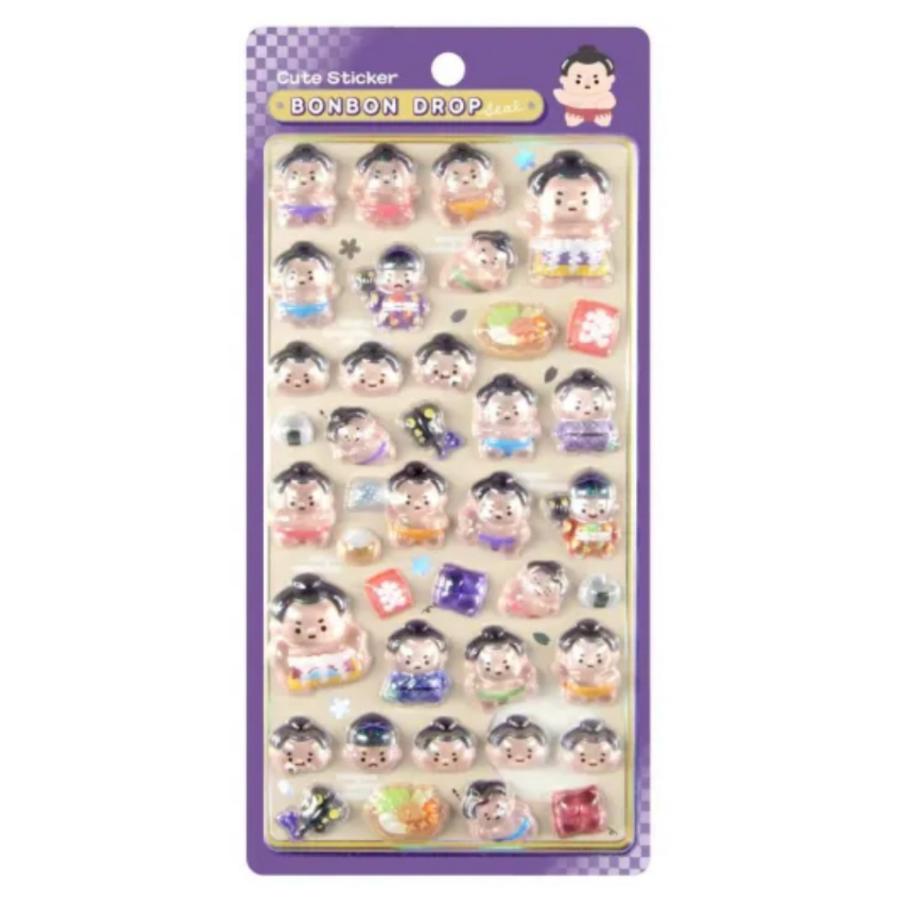 Q-LiA（クーリア） ボンボンドロップシール お相撲さん 和柄 : Happy