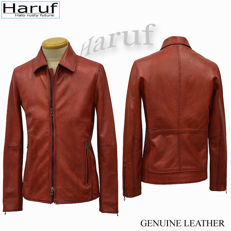 Haruf（ハルフ） 革ジャン レザージャケット メンズ 本革 衿付き