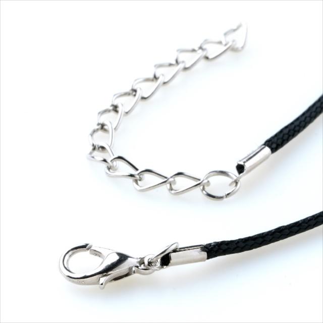 ネックレス紐 5本セット 黒×シルバー カニカン アジャスター付き