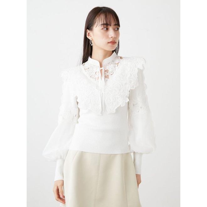 SNIDEL（スナイデル） レースカラーニットプルオーバー 23秋冬.予約