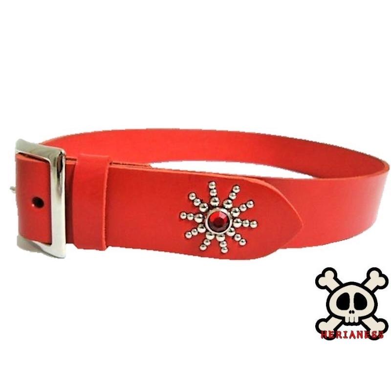 栃木レザー エンドオンリー スタッズベルト 赤 レッドスポッツ 日本製