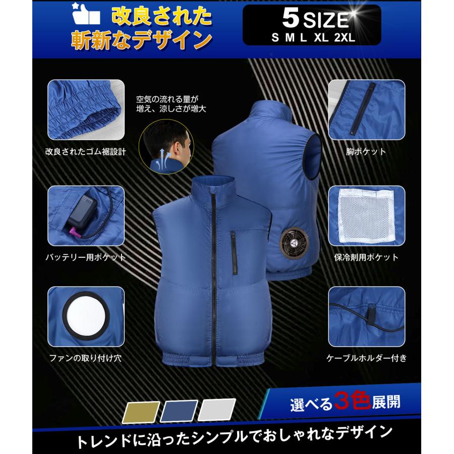 空調作業服 ファン付き作業服 ベスト 30000mAhバッテリー付き 4段階