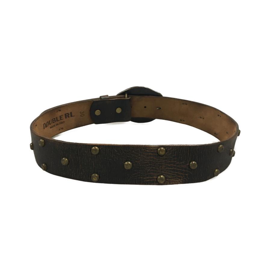 美品 ダブルアールエル ヴィンテージ加工ロゴスタッズベルト メンズ