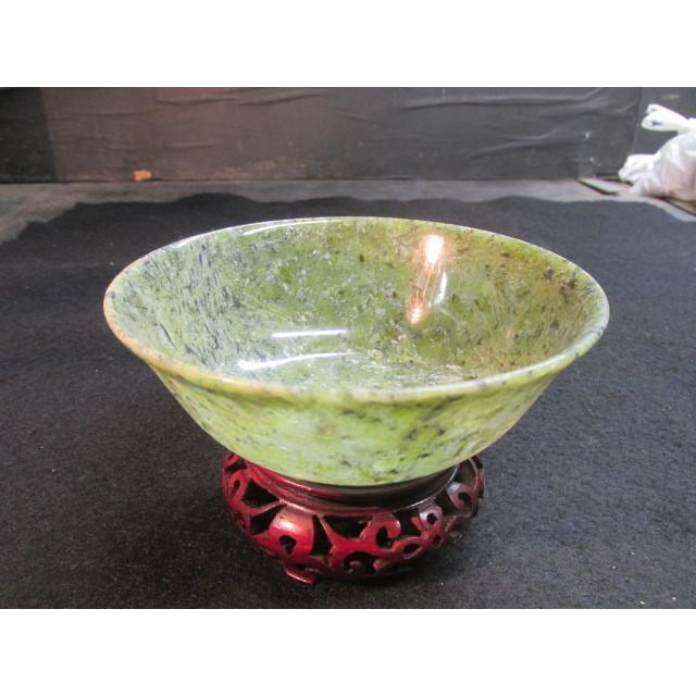緑玉石 茶碗 花梨台座 茶器 中国 木箱 : 手作りネットギャラリー
