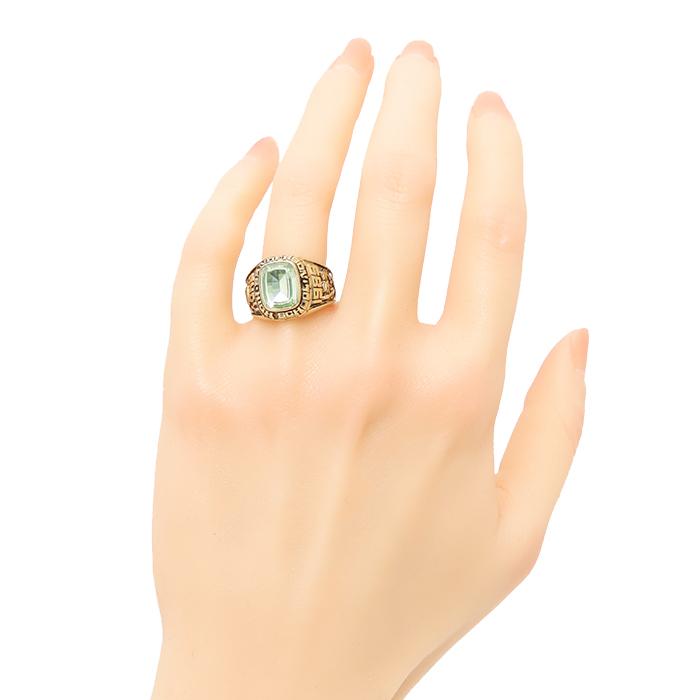 ジャスティンズ社 カレッジリング K10 1989年 緑石 10.4g 19号 10金