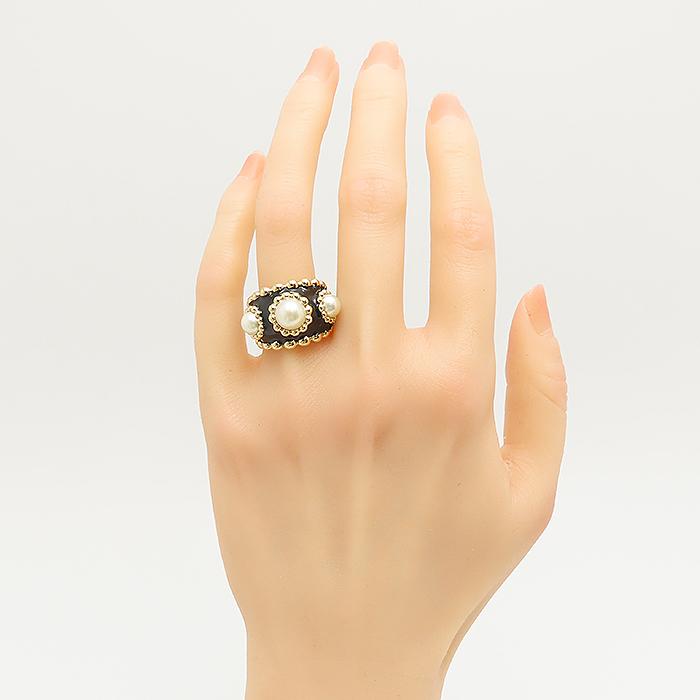 CHANEL（シャネル） スリーシンボル リング K18 YG パール エナメル