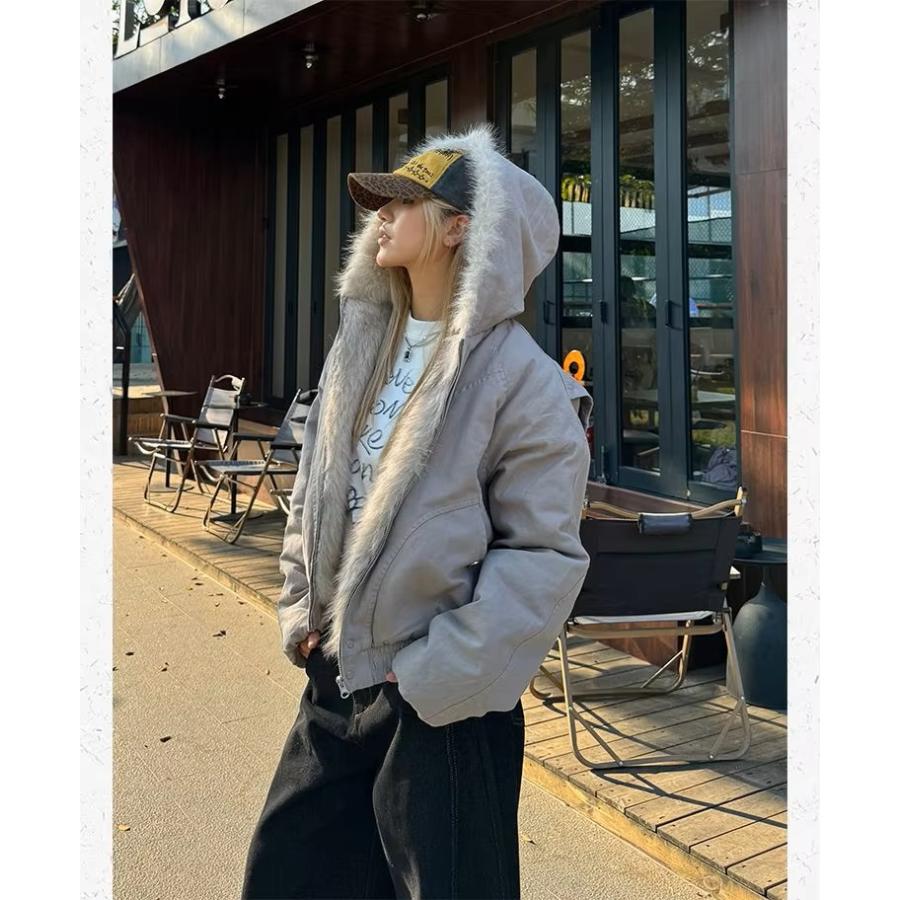 ファー ブルゾン フード パーカー 韓国 ストリート系 ダンス 衣装