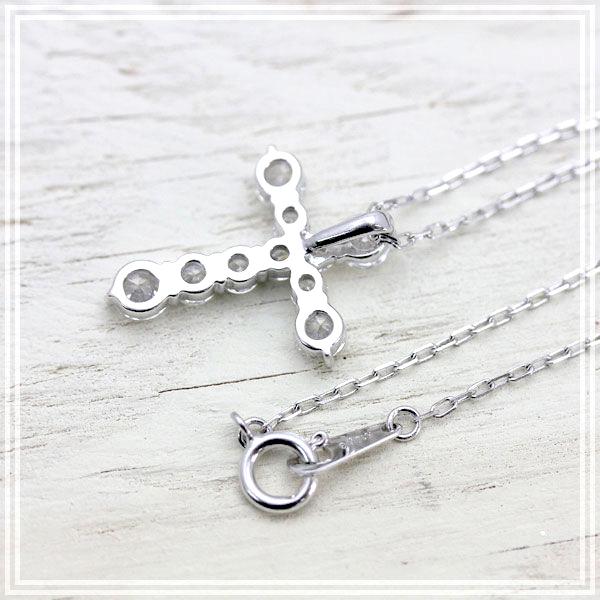 ネックレス クロス モチーフ K18WG ホワイトゴールド 1.0ct