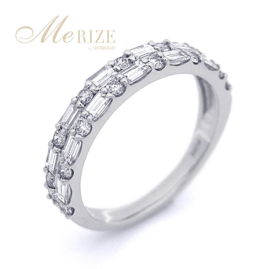 1.0カラット 天然ダイヤモンド エタニティリング バゲット＆ラウンド