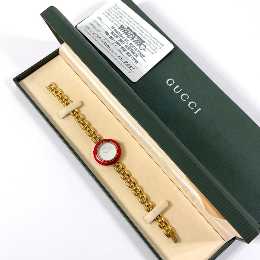 GUCCI（グッチ） 腕時計 11/12.2 チェンジベゼル GP ゴールド/レッド