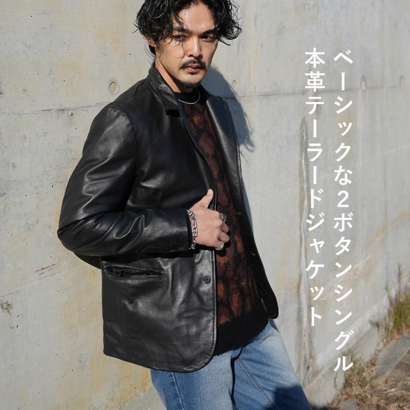 ヴィンテージ テーラードジャケット ラムレザー 3B ブラック XL〜2XL