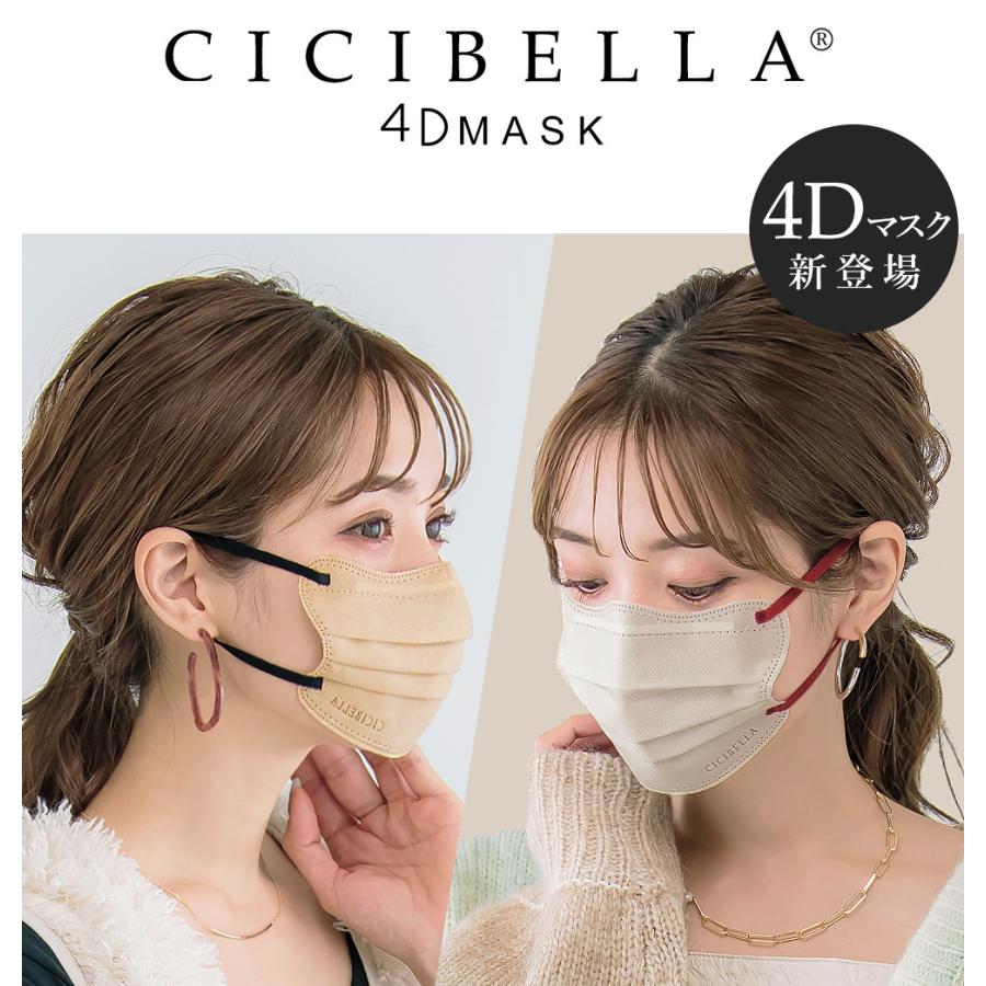 500円OFFクーポン配布中】冷感 4Dマスク cicibella マスク 20枚