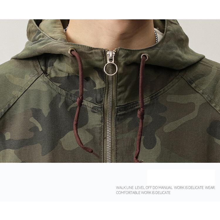 ホームアイホーム メンズ ミリタリージャケット カモフラージュ フード