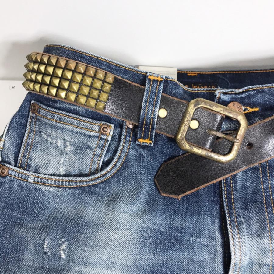 EDUARDO LEATHER スタッズベルト 4 STUDS BELTE - BLACK （24%OFF