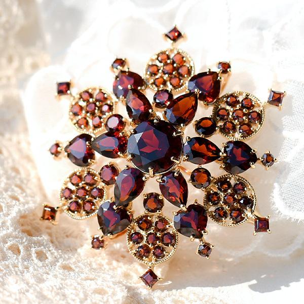 碌山 ガーネット 雪華 ブローチペンダント 碌山の真骨頂！ 美しい