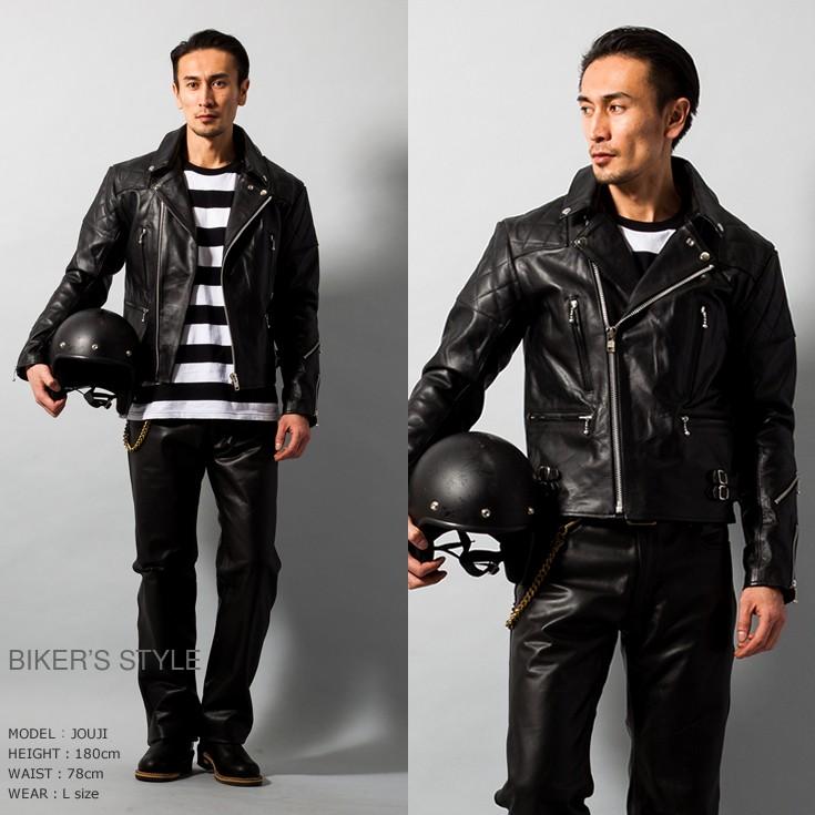 Horn Works 本革 UKパッドダブルライダースジャケット メンズ ホーン