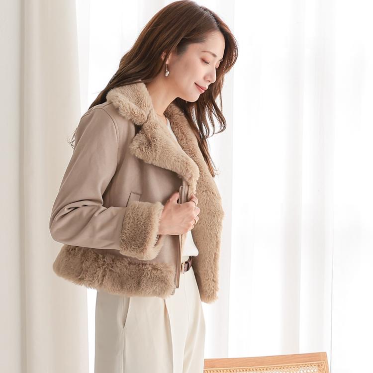 トルネードマート マイクロスウェード ファー ライダースジャケット