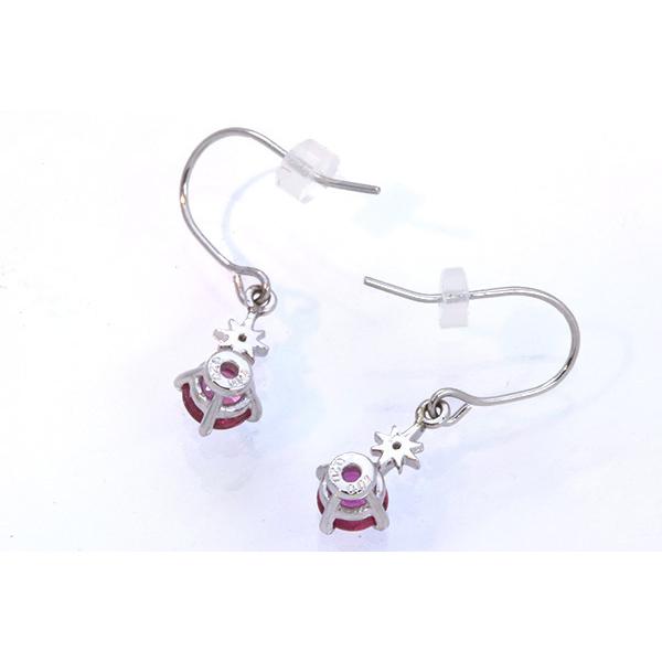 ルビー ピアス 0.40カラット プラチナ900 PT900 フック式 一粒揺れる