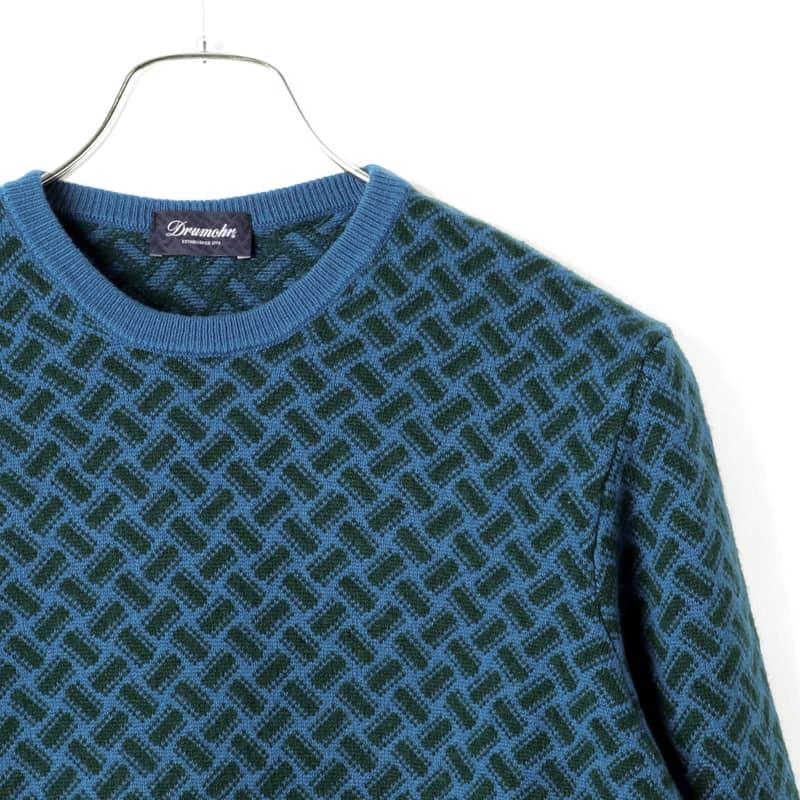 DRUMOHR（ドルモア） ビスコッティ柄カシミヤハイゲージクルーネック