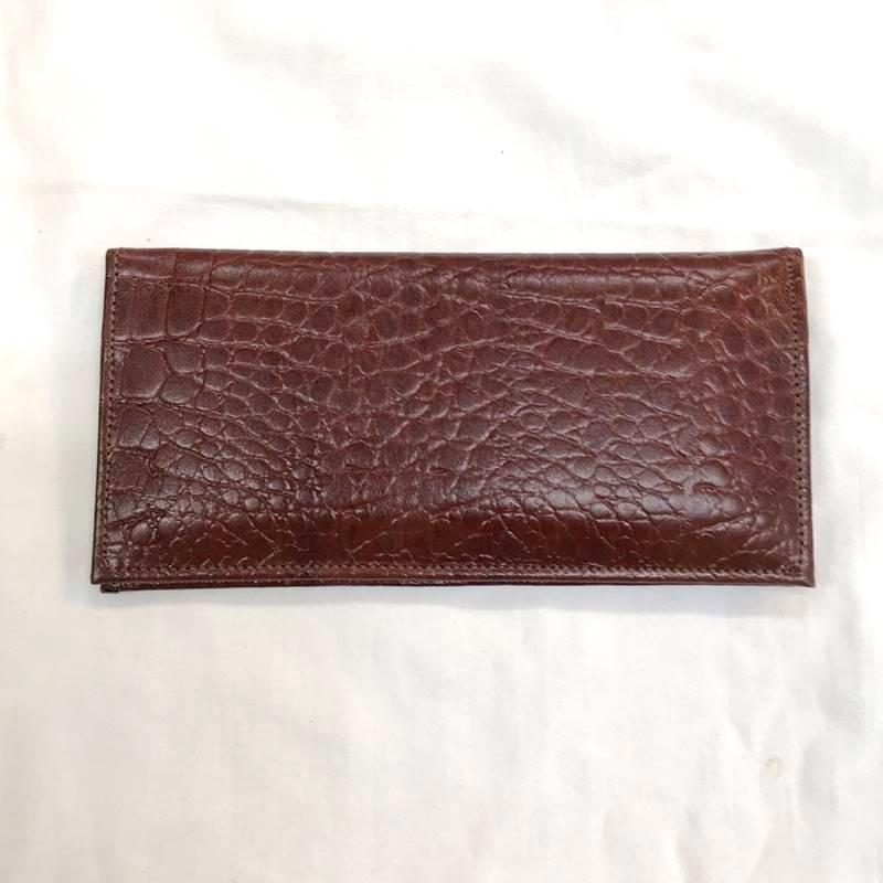 皇居勤労奉仕記念品 クロコダイル 長財布 茶色 つやなし クリック