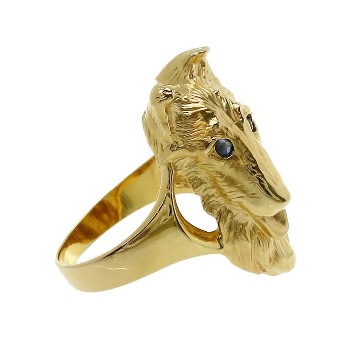 14.5号 犬モチーフ 色石 リング・指輪 K18ゴールド 7.8g レディース