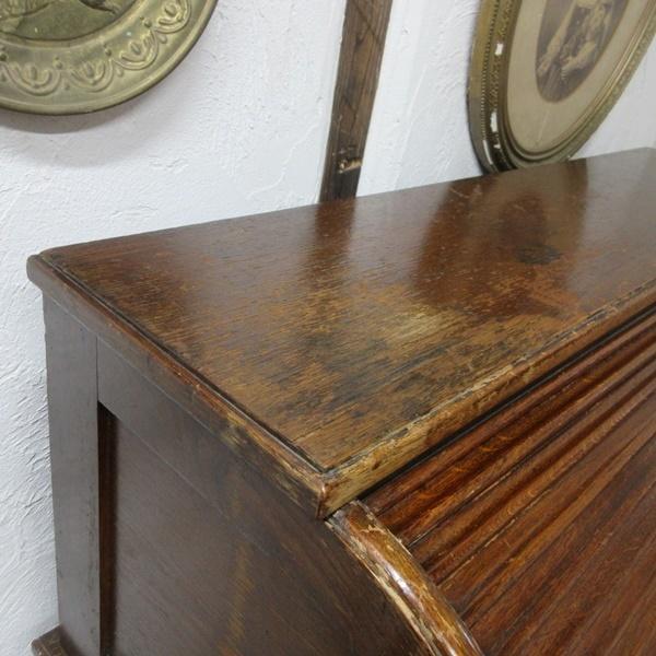 イギリス アンティーク 家具 ロールトップ デスク 机 作業台 収納 木製