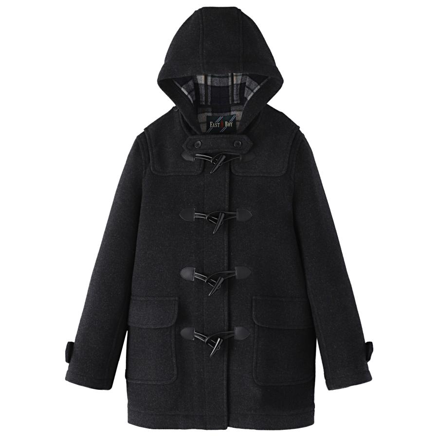 イーストボーイ Wフェイスダッフルコート（チャコール） イースト