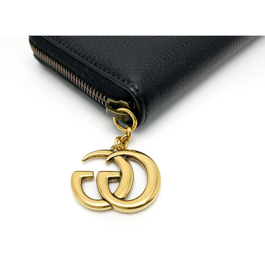 GUCCI（グッチ） GGマーモント 黒 ブラック カーフ ラウンドファスナー