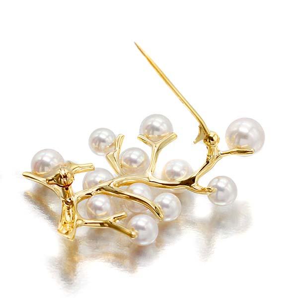 ミキモト MIKIMOTO 幸福の木モチーフ パール K18YG ブローチ 5mm〜7mm