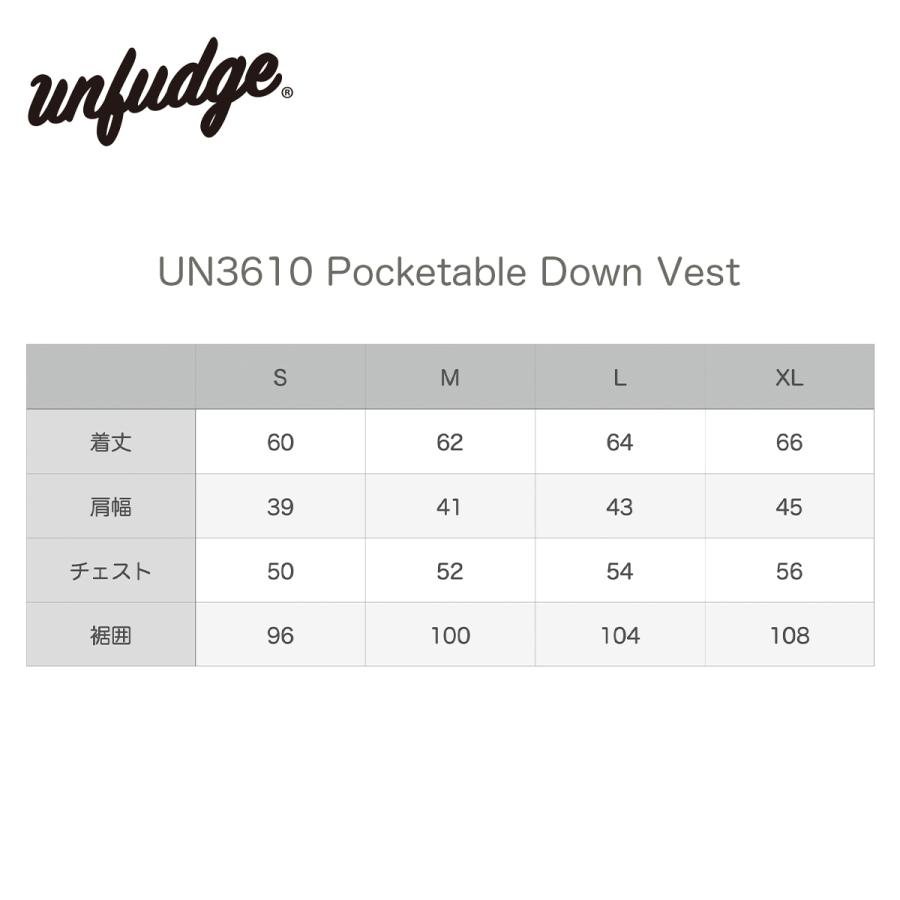 アンファッジ ダウンベスト unfudge UN3610 Pocketable Down Vest