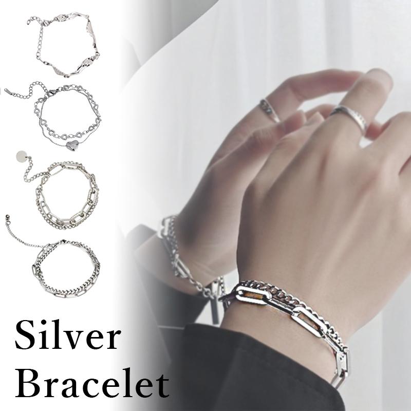 ブレスレット シルバー メンズ レディース 男女兼用 ハート チェーン