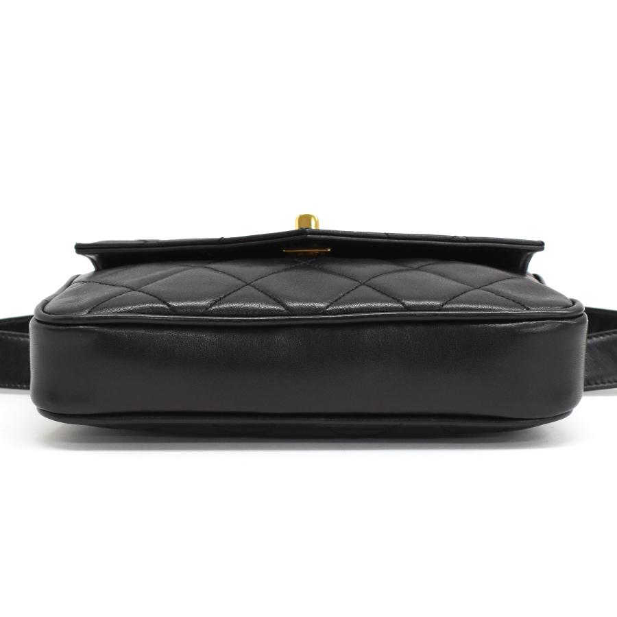 マトラッセ 新品同様 シャネル ウエストバッグ ラムスキン ブラック