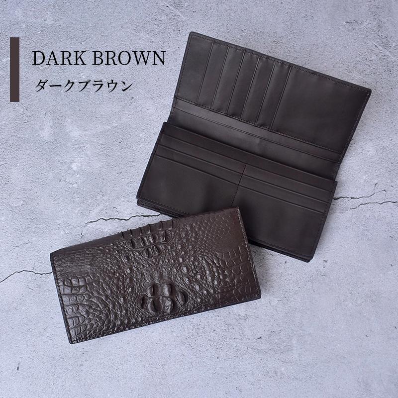 長財布 クロコダイル メンズ 札入 ワニ革 クラウンマーク 本革 一枚革
