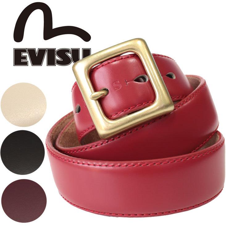 EVISU（エヴィス） ベルト レザー 型押し 本革 カモメ 日本製 メンズ