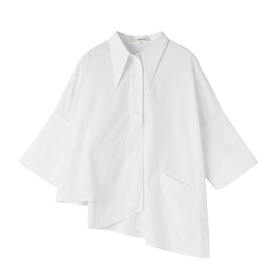 変形 白シャツ レディース 変わったシャツ アシンメトリー おしゃれ