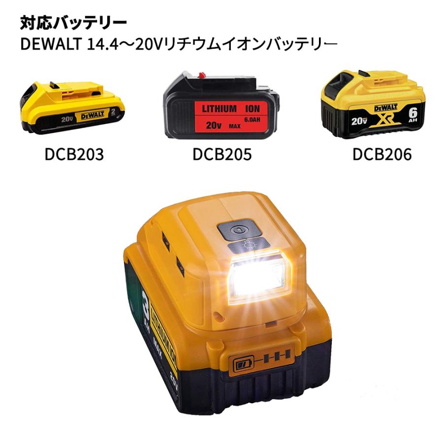 デウォルト バッテリーアダプター 2USBポート＋DCポート搭載 スマホ