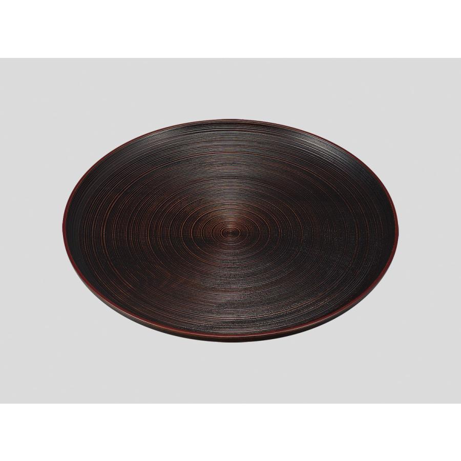 丸トレイ 丸盆 盆 山中漆器 木製 尺0寸 万葉 糸目筋 渕朱 くりぬき