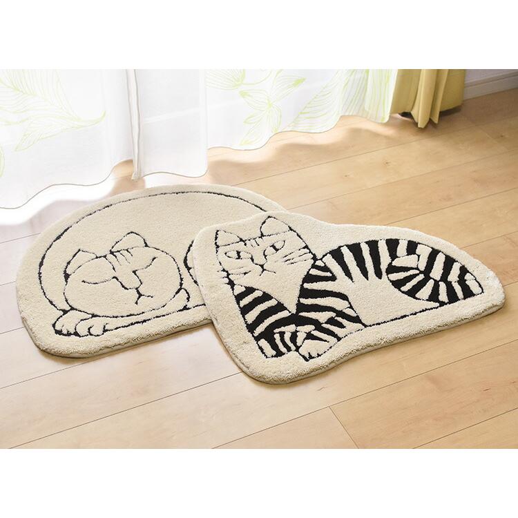 アスワン 玄関マット スッシー・セバスチャン 変形 リサラーソン 猫 赤