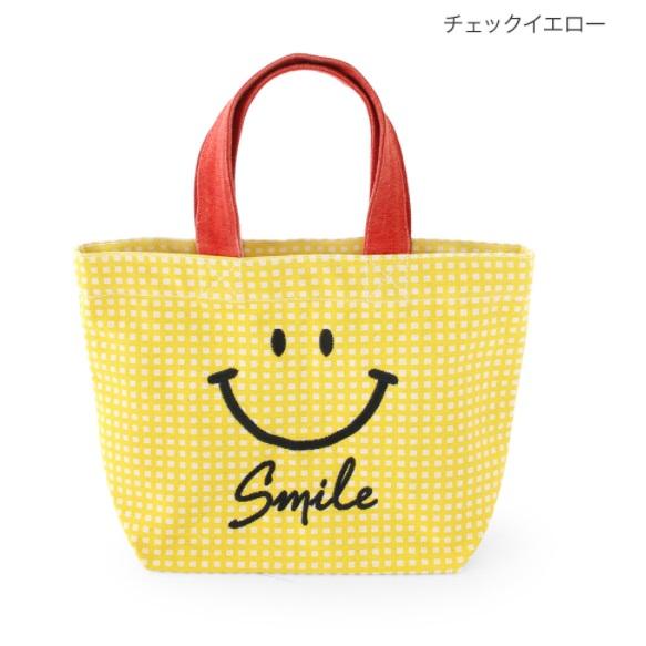 スマイル ミニトートバッグ キャンバス地 刺繍 スマイリーグッズ 星柄