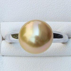 パール 指輪 真珠 リング 南洋白蝶真珠 ゴールド系 10mm ホワイト