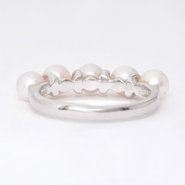 パール リング カジュアル k18 18k 18金 ホワイトゴールド ハーフ