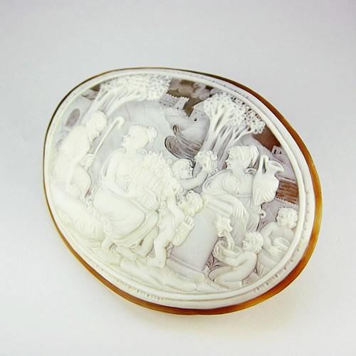 特大 シェルカメオ 手彫り 60×79mm ジュエリールース df451