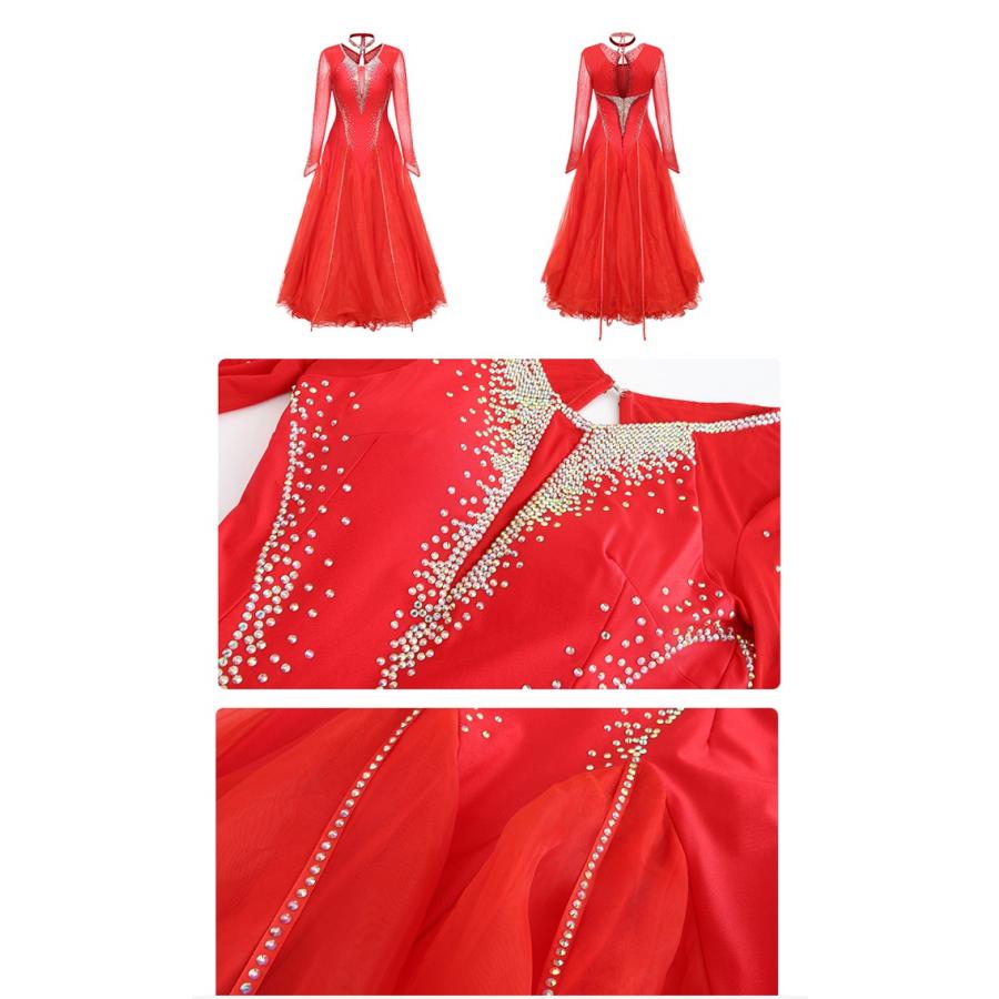 高品質 社交ダンス ドレス 長袖 スタンダード 社交ダンス衣装
