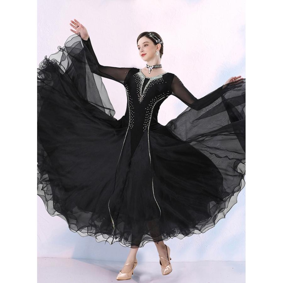 高品質 社交ダンス ドレス 長袖 スタンダード 社交ダンス衣装