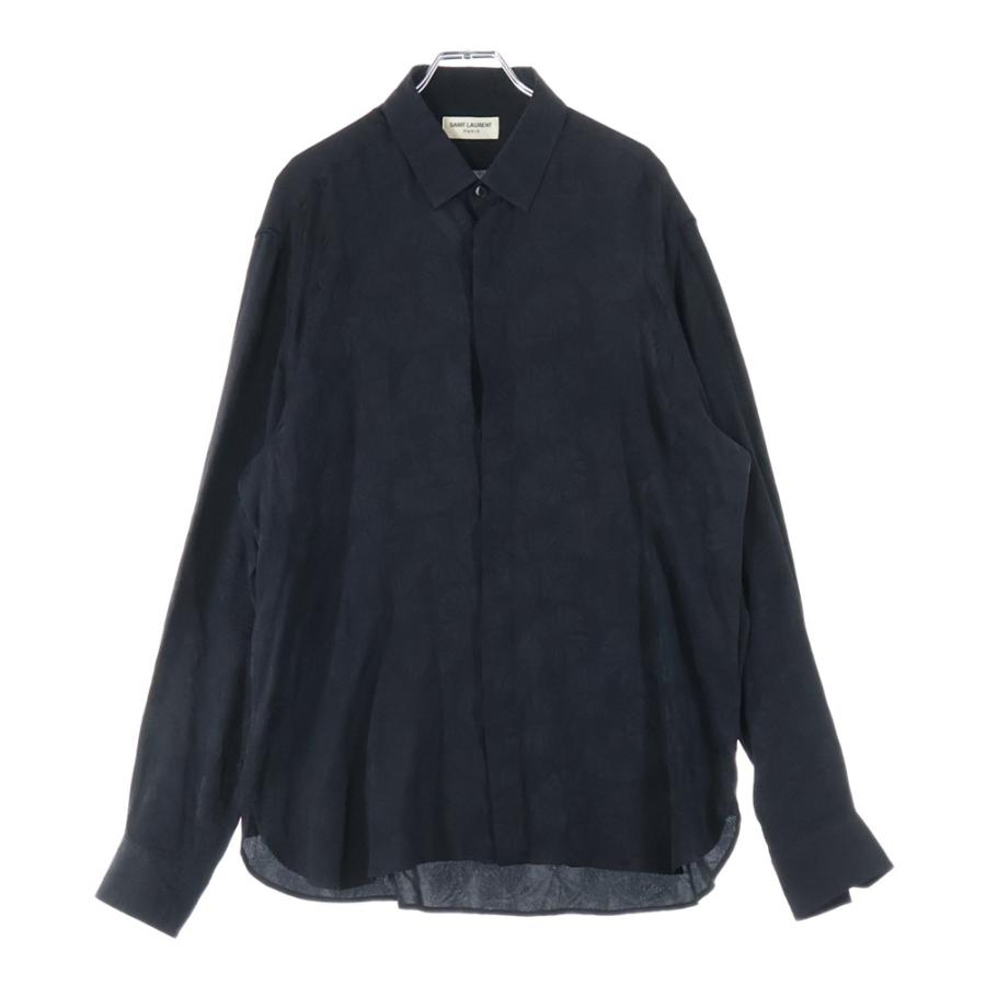 SAINT LAURENT PARIS サンローランパリ 総柄シルク 長袖シャツ