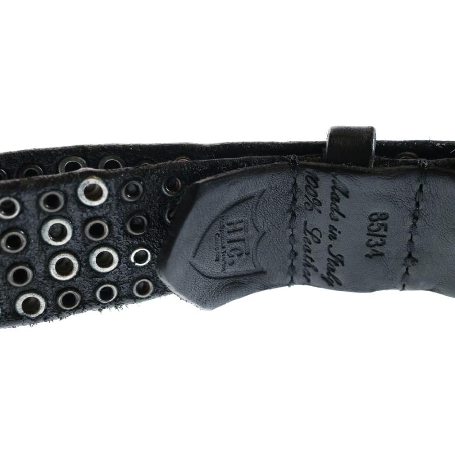 HTC エイチティーシー イタリアレザー スタッズベルト ブラック