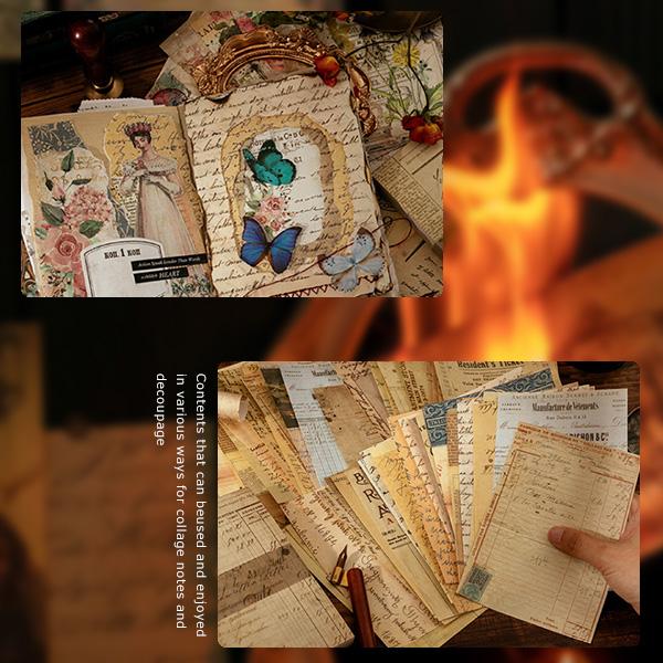 ヴィンテージ ペーパー 100枚綴 海外 デザインペーパー コラージュ