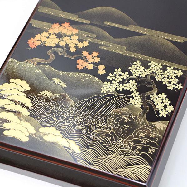 文箱 漆器 文庫 山水 蒔絵 木製 越前漆器 漆塗り 日本製 手文庫 高級