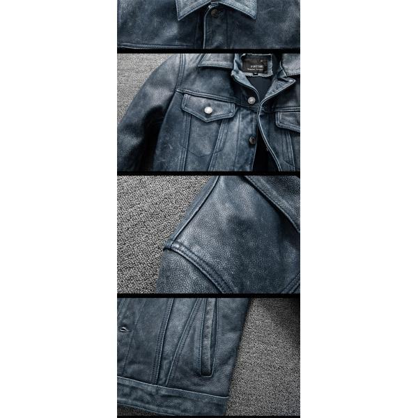 レザージャケット メンズジャケット デニム風 本革ジャケット 牛革